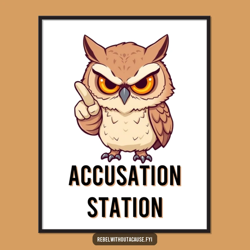 Funny Fierce Owl Finger Digital Art: Instant Sass and Humor for Your Walls