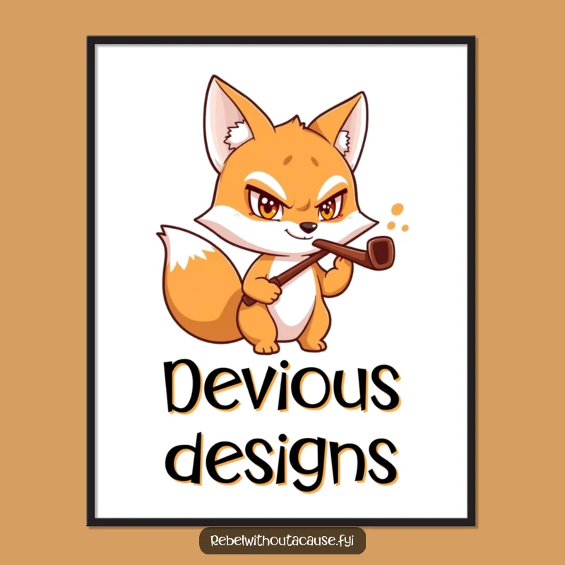 Funny Fox Butler Digital Print: Mischievous Grin Bent Pipe Art, Instant Funny Gift Download