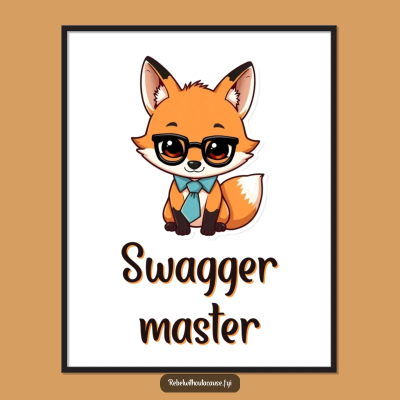 Funny Fox Digital Print: Jaunty Art, Swagger Style, Instant Gift
