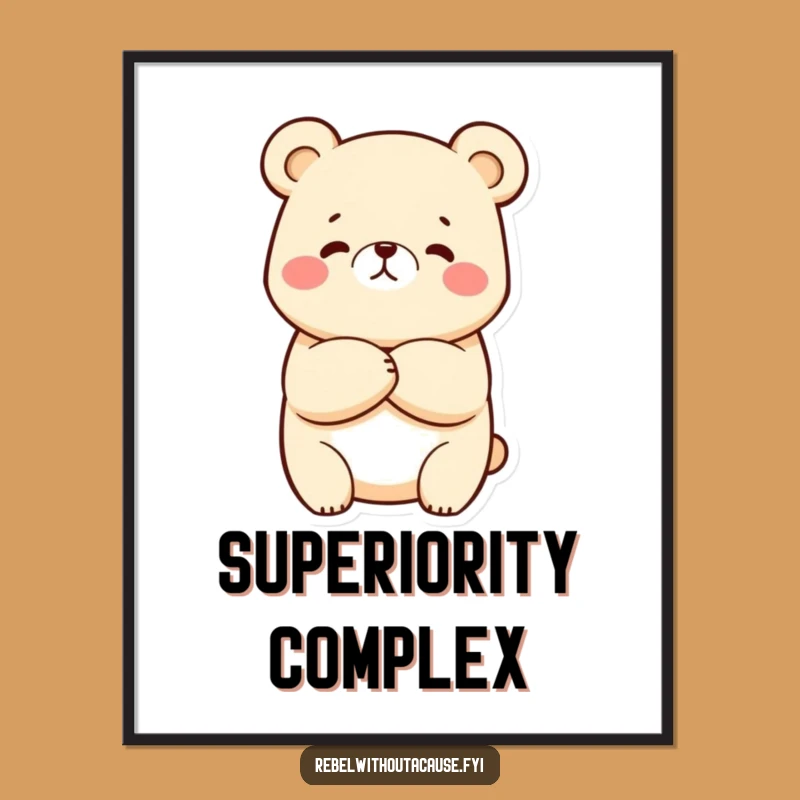 Funny Kawaii Bear Digital Art: Sassy Crossed Arms, Perfect Humorous Gift
