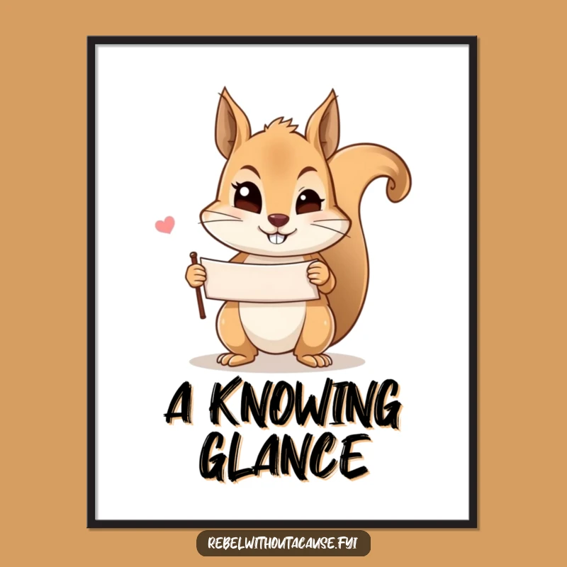 Funny Mischievous Squirrel Wink Digital Print: Instant Playful Charm!