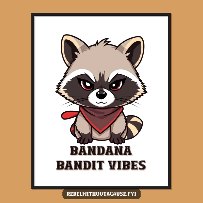 Funny Raccoon Digital Art: Mischievous Bandit, Instant Charm & Funny Gift