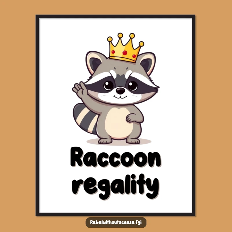 Funny Raccoon King Digital Art: Instant Royalty with Bold Bandit Download