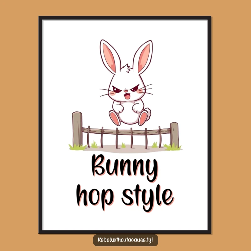 Funny Rebellious Bunny Digital Art - Hilarious Printable Decor
