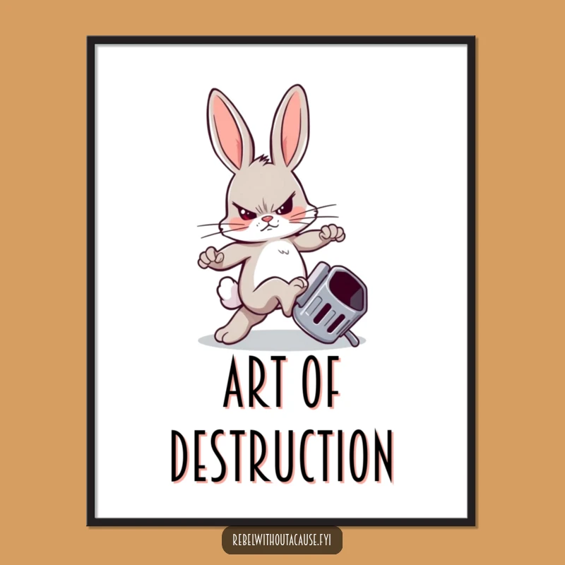 Funny Rebellious Bunny Digital Art: Instant Rebel Vibe, Funny Gift