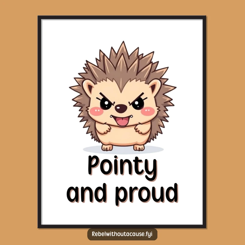 Funny Rebellious Hedgehog Digital Print: Instant Defiant Decor!