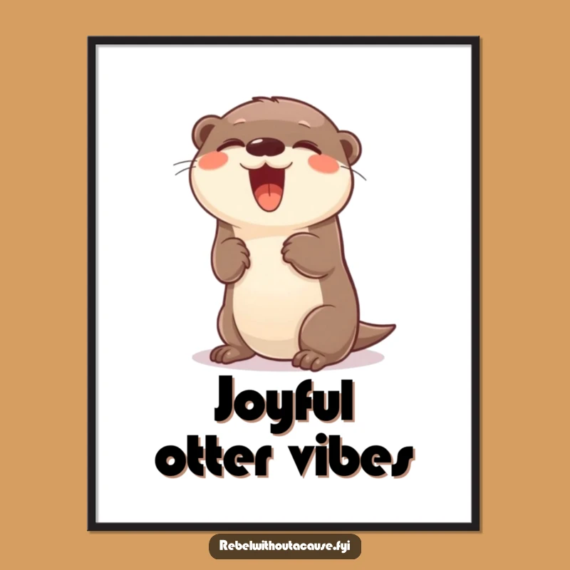 Funny Otter Flip Digital Art: Giggling Animal Print, Carefree Joyful Decor Gift