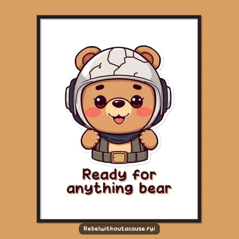 Funny Cheerful Bear Digital Art - Ready for Anything Printable - Instant Funny Gift
