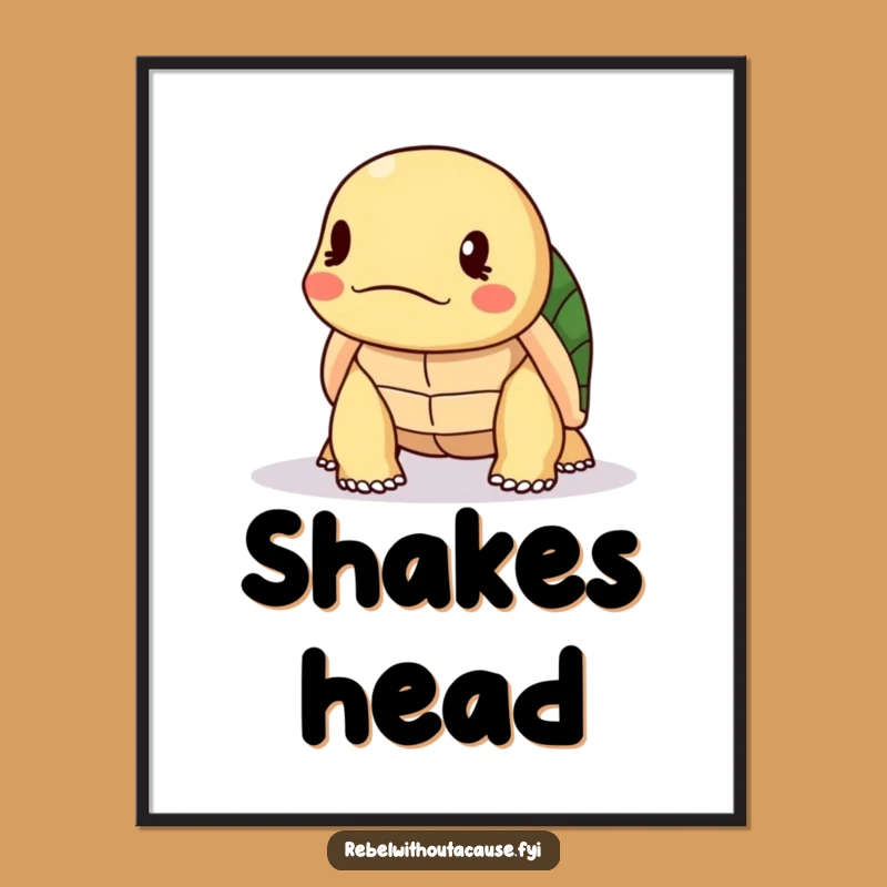 Funny Turtle Disapproval Digital Art: Instant Judgment for Your Space, An Easy Funny Gift!