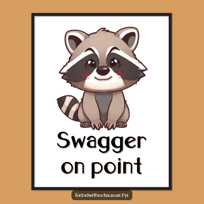 Funny Raccoon Swagger Digital Art Print: Instant Cool for Your Space!