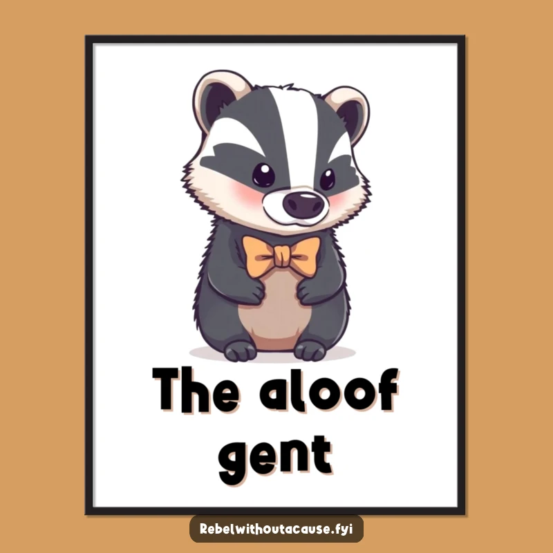 Funny Bold Badger Bowtie Digital Art: Instant Sophistication and Humor for Walls
