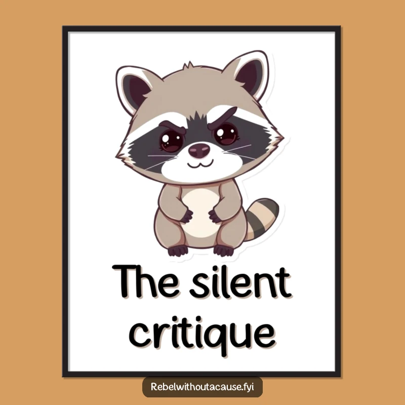Funny Cheeky Raccoon Digital Art Print: Instant Mischievous Smirk Downloadable Decor