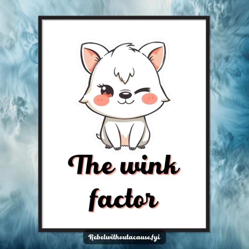 Funny digital art print of a mischievous animal character using a chalk stencil with a wink, adding playful and impish decor.