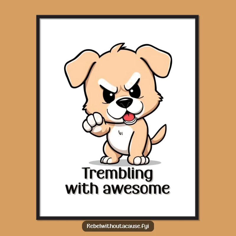 Funny Defiant Puppy Stomp Digital Art: Instant Dynamic Decor