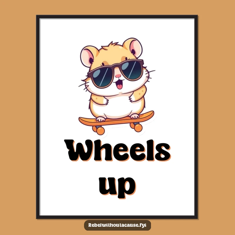 Funny Hamster Skateboard Digital Art: Instant Cool Rodent Vibes for Your Space, An Easy Funny Gift!