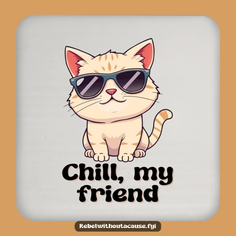Funny Cool Cat Sunglasses Coasters: Protect Tables with Feline Style!