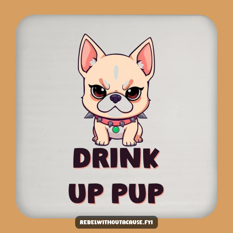 Funny Dog Coaster: Spiked Collar Style, Determined Protection, Party Gift