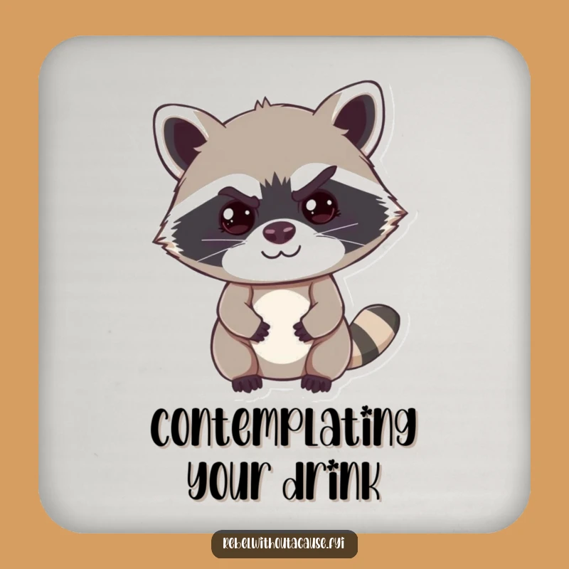 Funny Cheeky Raccoon Drink Coaster: Protects Surfaces with Mischievous Smirk Style