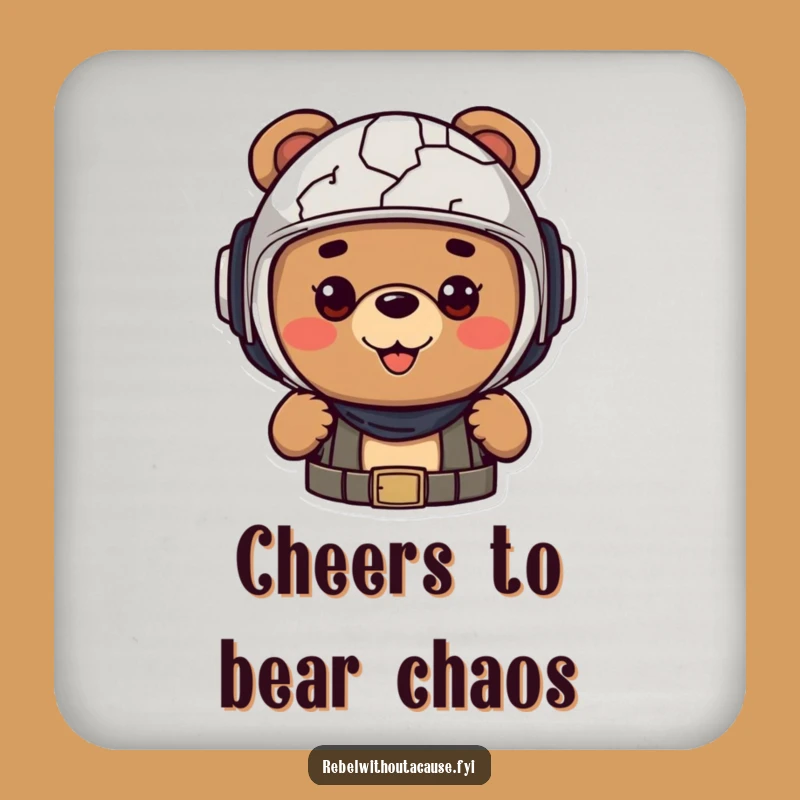 Funny Cheerful Bear Coaster - Ready for Anything Drink Saver - Unique Funny Gift