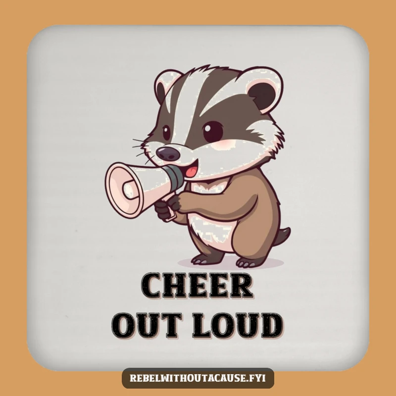 Funny Determined Badger Megaphone Coasters: Protect Tables Loudly!