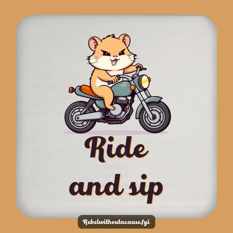 Funny Hamster Motorcycle Coasters: Protect Surfaces with Determined Rodent Humor, Perfect Funny Gift