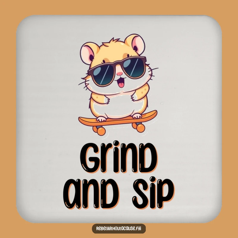 Funny Hamster Skateboard Drink Coaster: Protect Surfaces with Rodent Coolness, A Tiny Funny Gift!