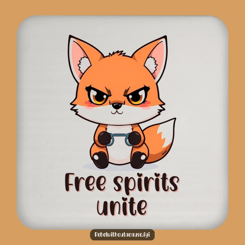 Funny Kawaii Fox Coaster: Freedom Decor, Sweet Funny Gift for Fox Lovers