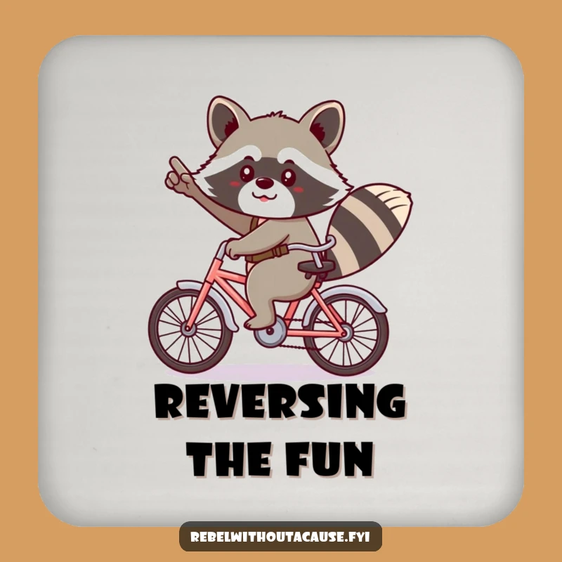 Funny Kawaii Raccoon Coaster - Cheeky Backwards Bicycle Protection!