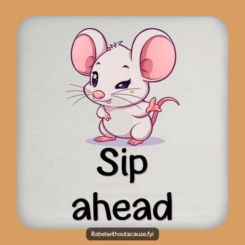 Funny Mouse Determination Drink Coaster: Protect Surfaces with Rodent Focus, A Tiny Funny Gift!