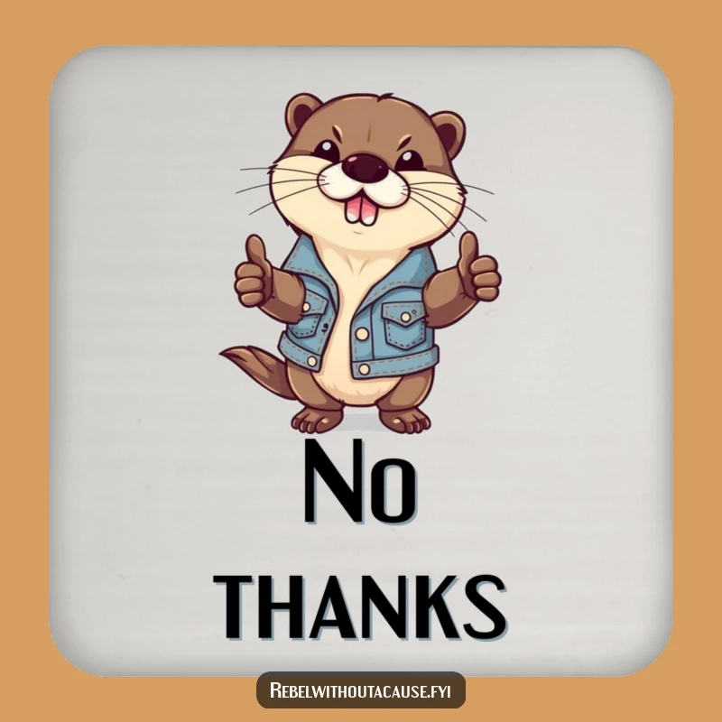 Funny Otter Drink Coaster: Protect Surfaces with a Defiant Denim Otter