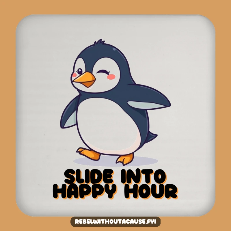Funny Penguin Strut Coaster: Sassy Drink Protector, Determined Decor Gift