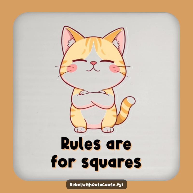 Funny Unimpressed Cat Coaster - Sarcastic Rule Breaker Drink Saver - Unique Funny Gift