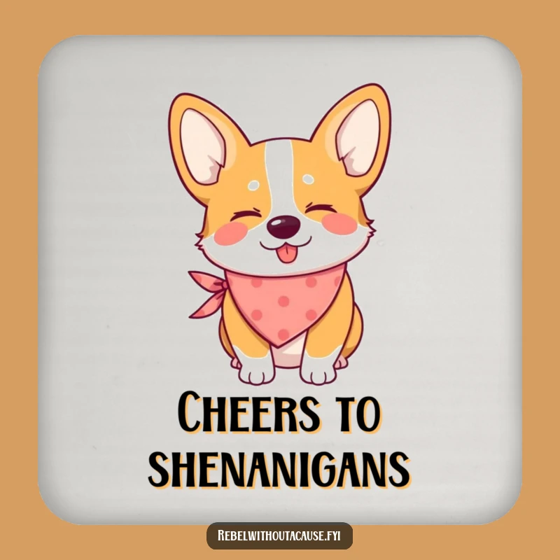 Funny Winking Corgi Bandana Drink Coaster: Protect Surfaces with Corgi Charm