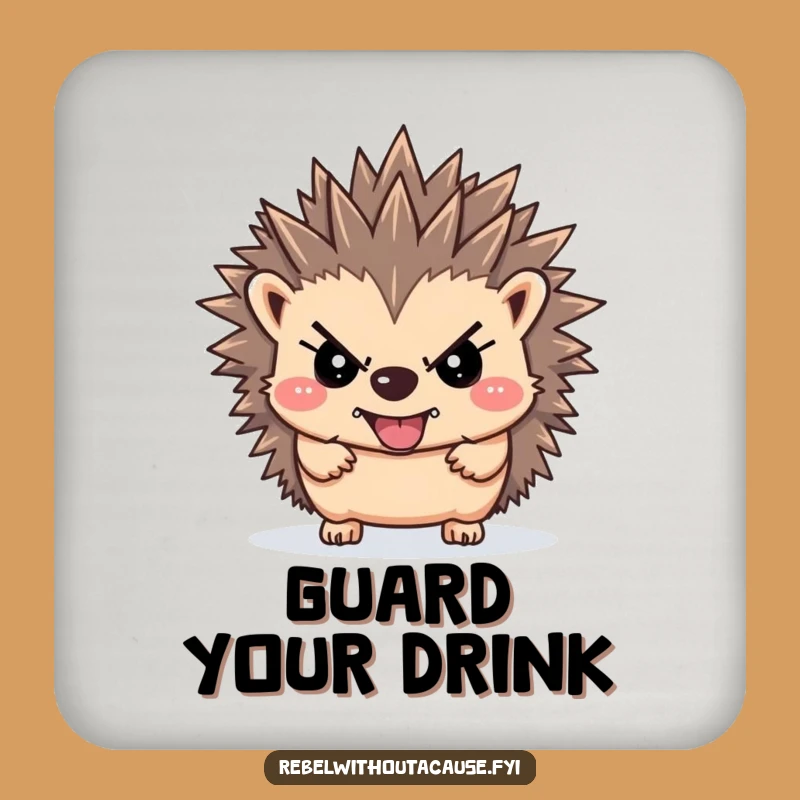 Funny Rebellious Hedgehog Coasters: Protect Tables with Defiant Style!