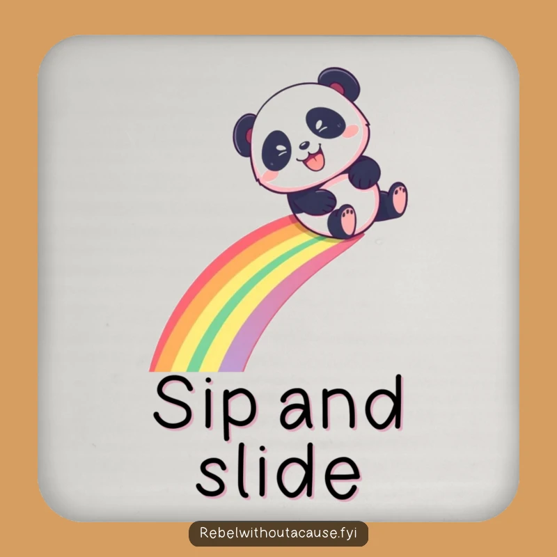 Funny Panda Coasters, Rainbow Slide Design, Mischievous Protection, Unique Funny Gift