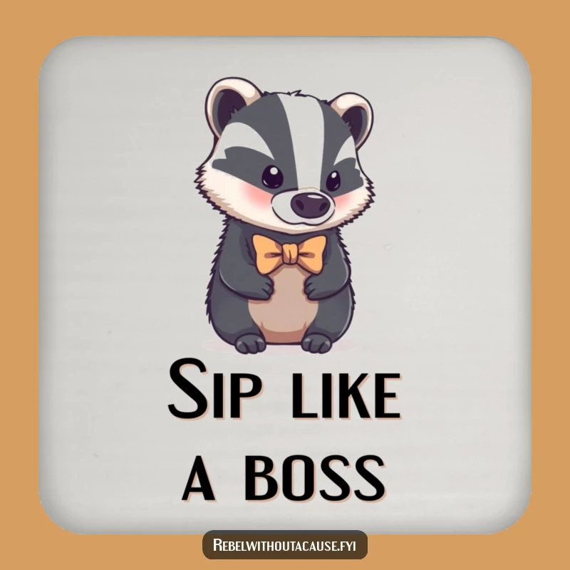 Funny Bold Badger Bowtie Coasters: Sophisticated Protection with Humorous Flair