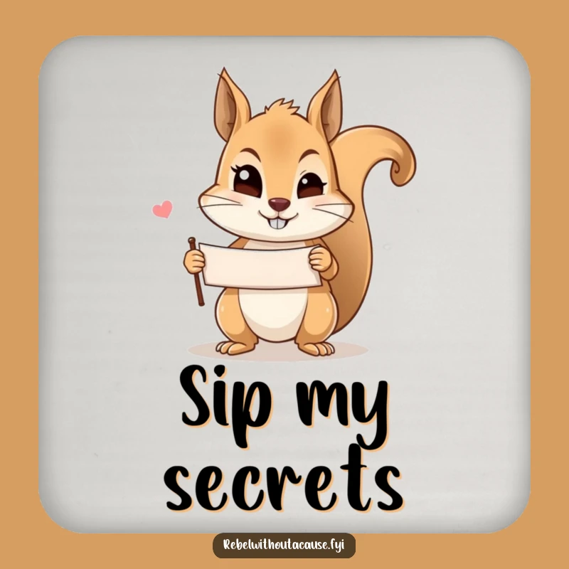 Funny Mischievous Squirrel Wink Coasters: Protect Surfaces with Secrets!