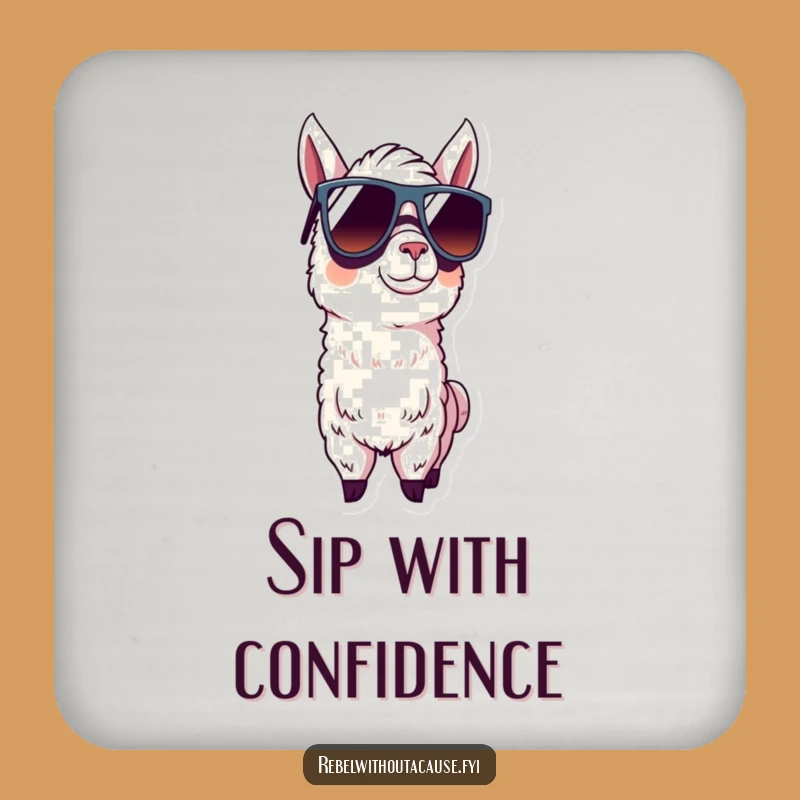 Funny Llama Sunglasses Coaster: Protect Surfaces with Effortless Cool