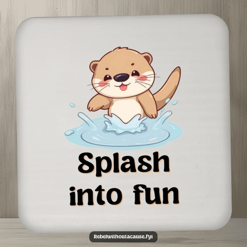 Funny otter dive drink coaster showcasing a playful otter diving into a puddle, adding a humorous touch to drink protection.