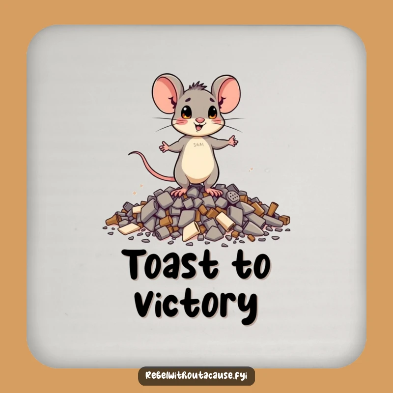 Funny Brave Mouse Drink Coaster: Protect Surfaces with Resilience!