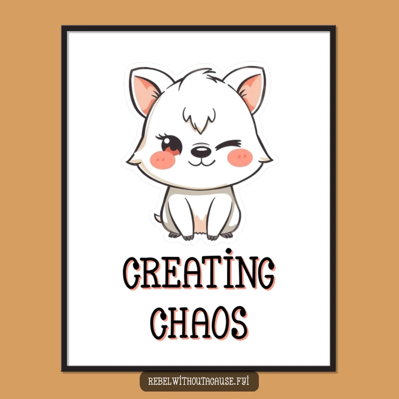 Funny Mischievous Animal Chalk Stencil Poster, Playful Decor Funny Gift