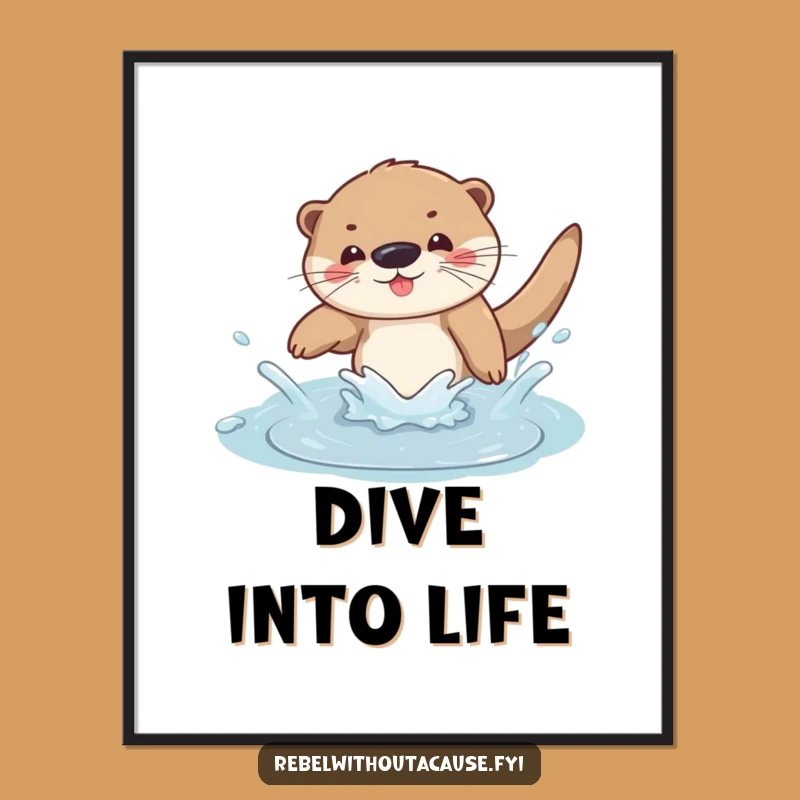 Funny Otter Dive Poster: Bring Splashy Fun to Your Walls!