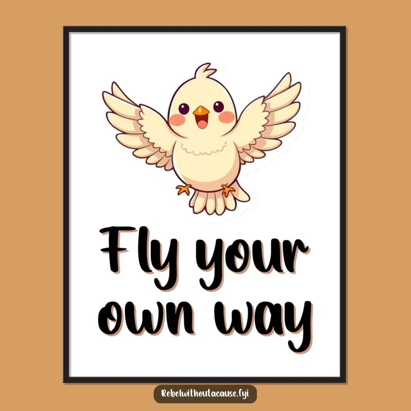 Funny Bird Poster, Gravity Defying Art, Joyful Flight Decor, Unique Funny Gift