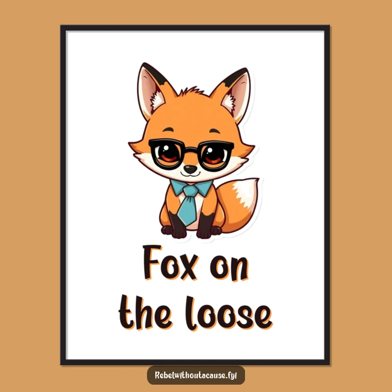Funny Fox Poster: Jaunty Tie Art, Swagger Style, Unique Gift