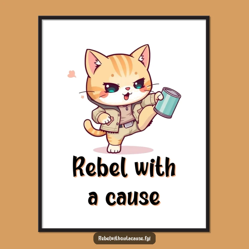 Funny Kawaii Cat Poster: Punk Kitty Art Print, Perfect Funny Gift for Decor