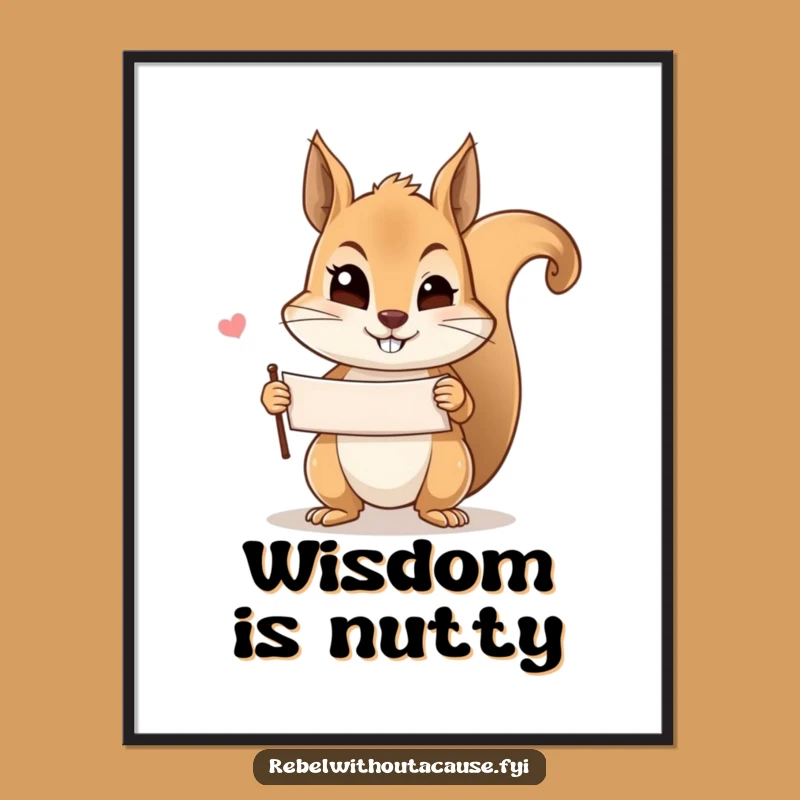 Funny Mischievous Squirrel Wink Poster: Add Playful Secrets to Your Walls!