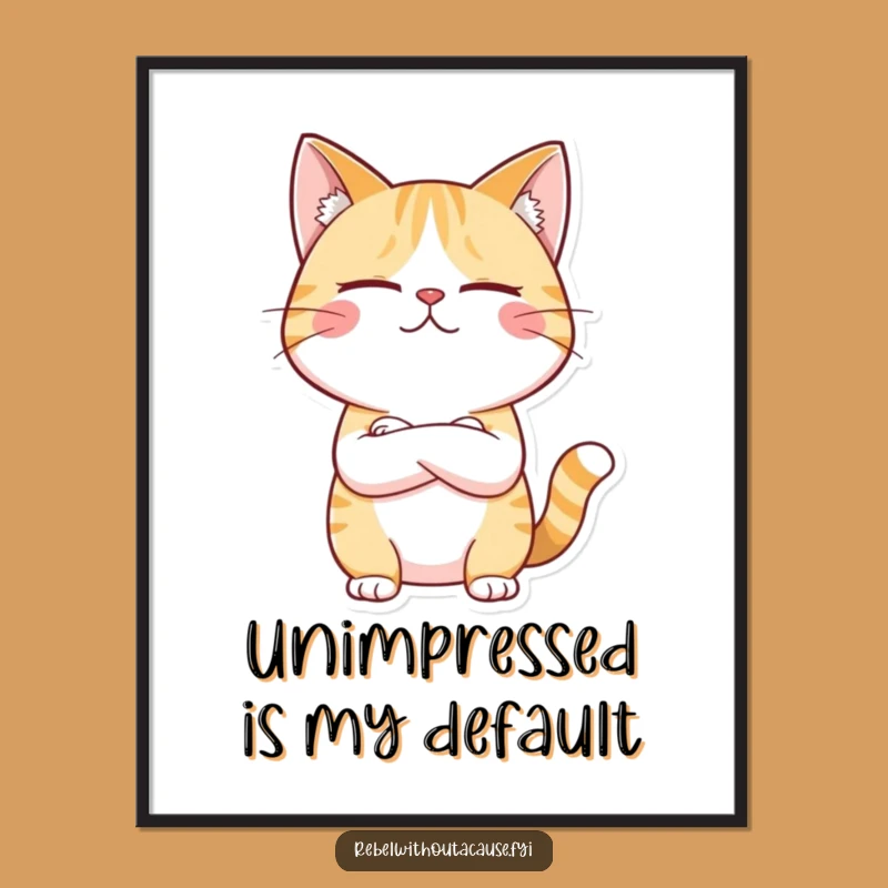 Funny Unimpressed Cat Poster - Sarcastic Rule Breaker Wall Art - Unique Funny Gift