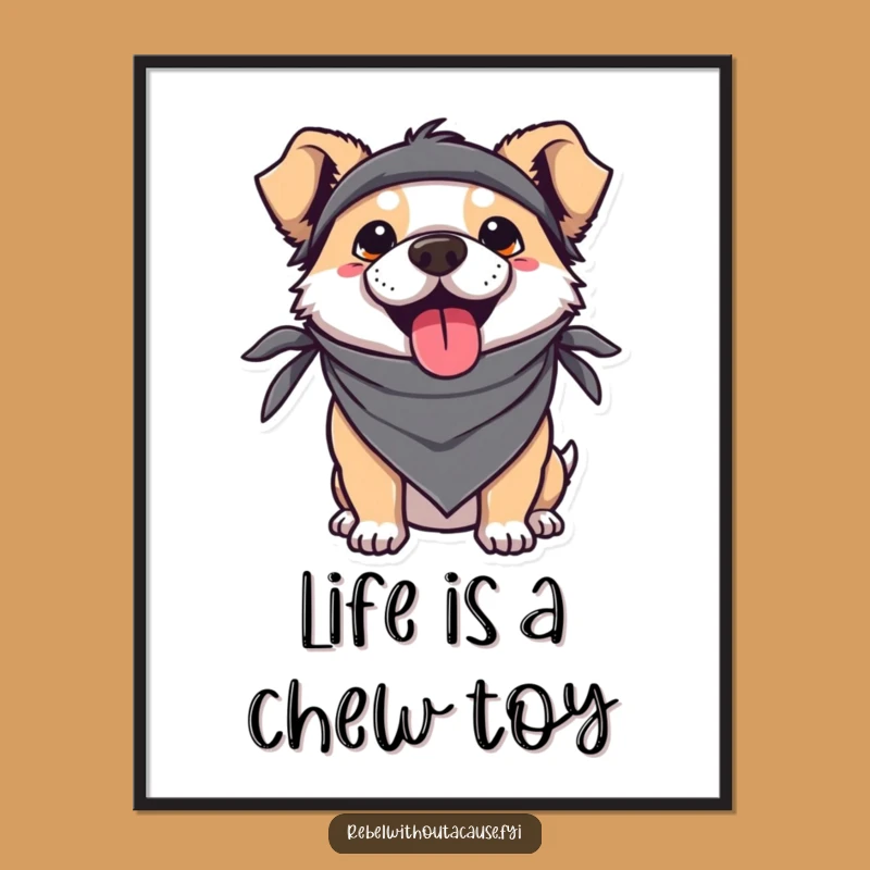 Funny Kawaii Dog Poster: Rebellious Pup Art Print, Perfect Funny Gift Decor