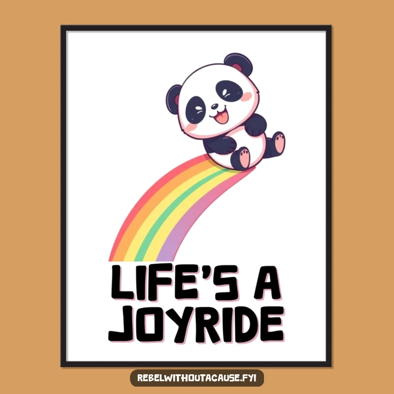 Funny Panda Poster, Rainbow Slide Art, Mischievous Decor, Unique Funny Gift