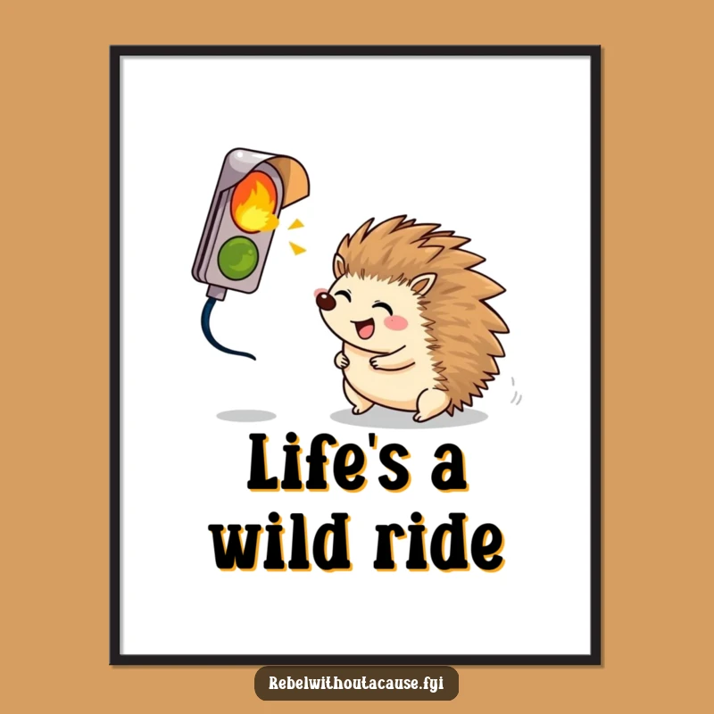 Funny Hedgehog Rolling Poster: Quirky Wall Art for Laughs